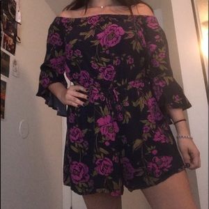 Express Women’s Floral Off-The-Shoulder Romper